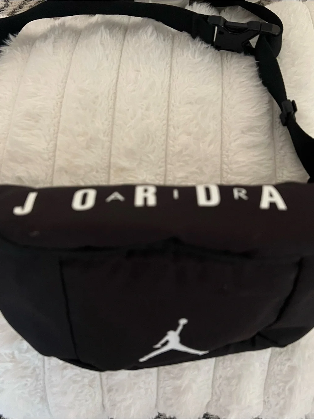 Nike Jordan Black Waist/Crossbody Bag with White Jumpman Quai  LeBron